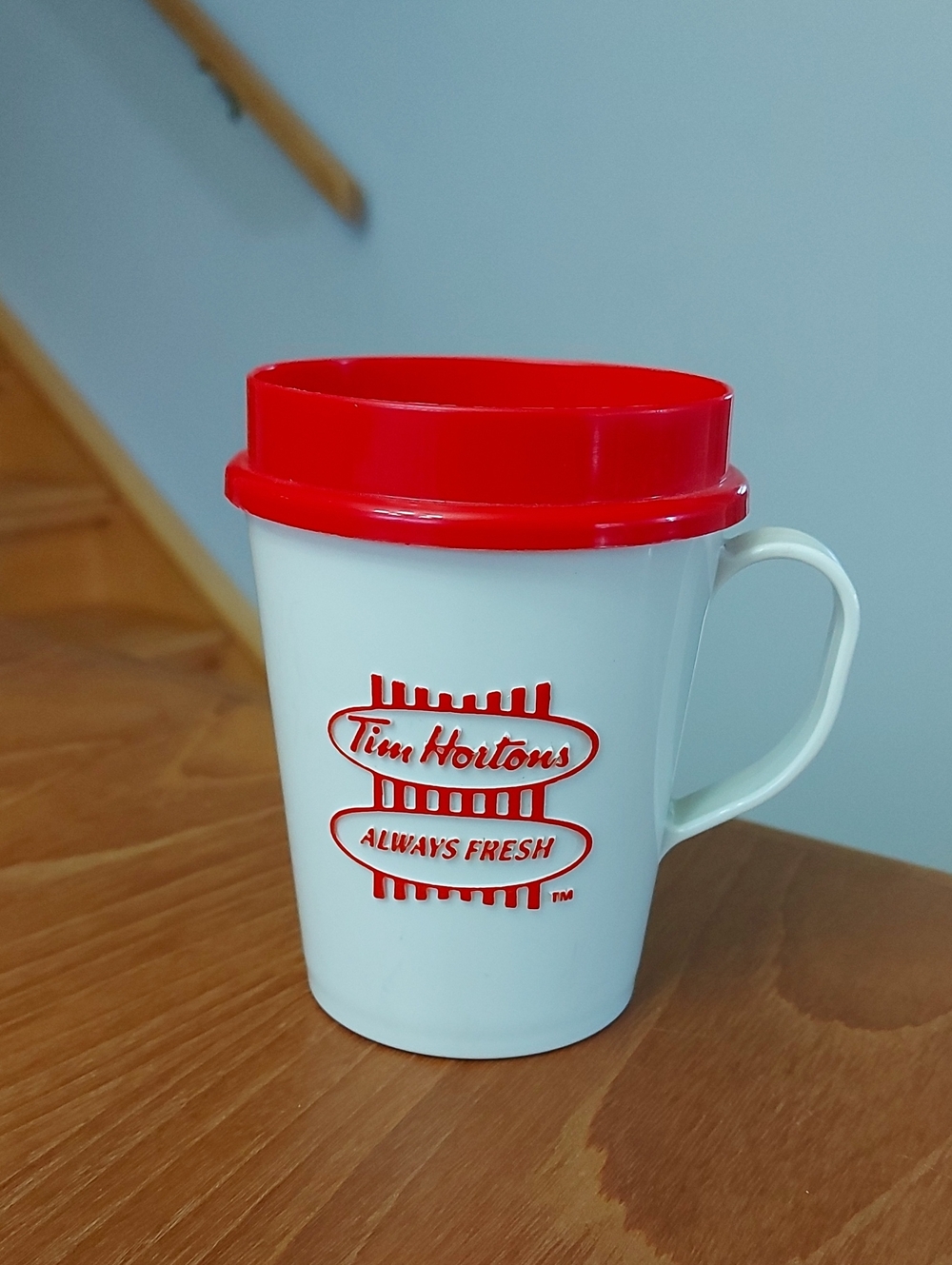 Vintage Tim Hortons Travel Mug, Red and White